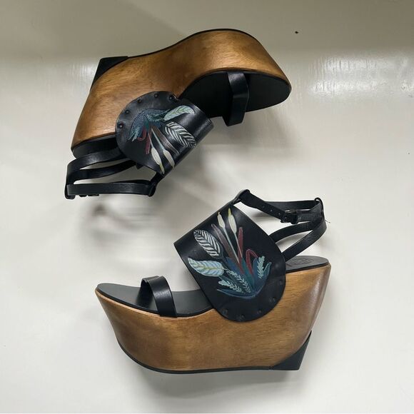 Tory Burch Musee Wedge Sandals Shoes Size 7 - Picture 3 of 7